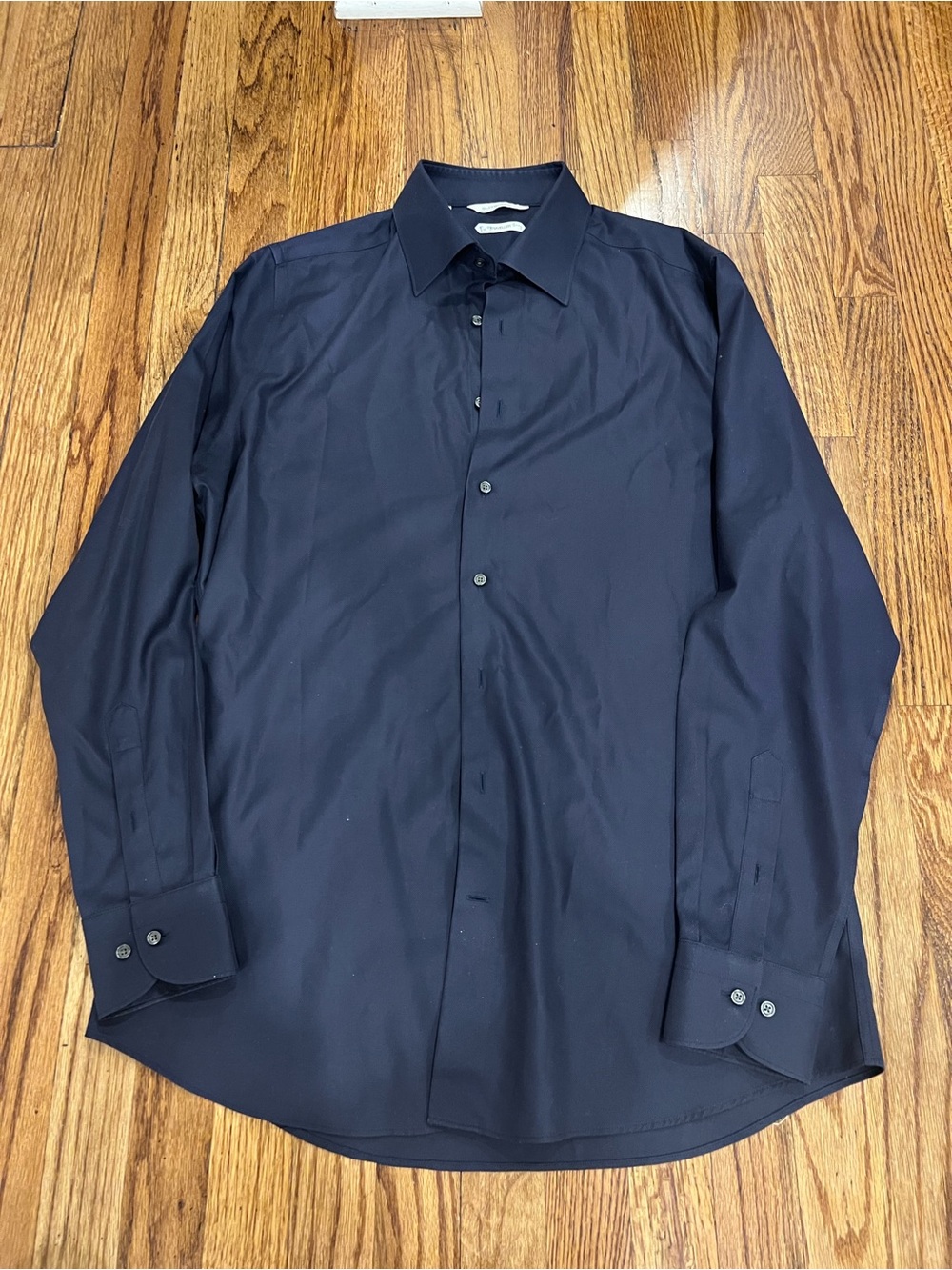 SuitSupply Men’s Dress Shirt Traveler Shirt Slim Fit Cotton Navy Size 16